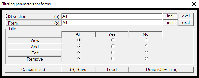 User group filtering parameters by forms User group filtering parameters by forms